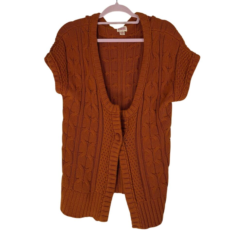 Mossimo Supply Co. Burnt Orange Short Sleeve Knit Cardigan Sweater Size XXL